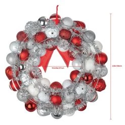 Best deal ⭐ 23" Red & White Ball Ornament Wall Wreath by Ashland® 🎁 -Ashland Sales 10700709 3