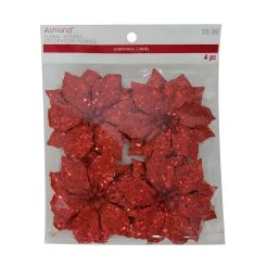 Top 10 🌟 3.5" Glittery Red Poinsettia Accents by Ashland®, 4ct. ⭐