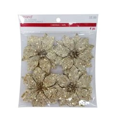 Hot Sale 🤩 3.5" Glittery Gold Poinsettia Accents by Ashland®, 4ct. 🔔
