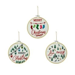 Deals 🧨 Assorted 🎄 Christmas Greeting Embroidery Hoop Wall Accent by Ashland® 🎉