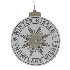 Brand new 🥰 Winter Kisses, Snowflake Wishes Round Wall Sign by Ashland® 🔥