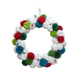 New 😍 17.7" Pom-Pom 🔔 Christmas Wall Wreath by Ashland® 👏