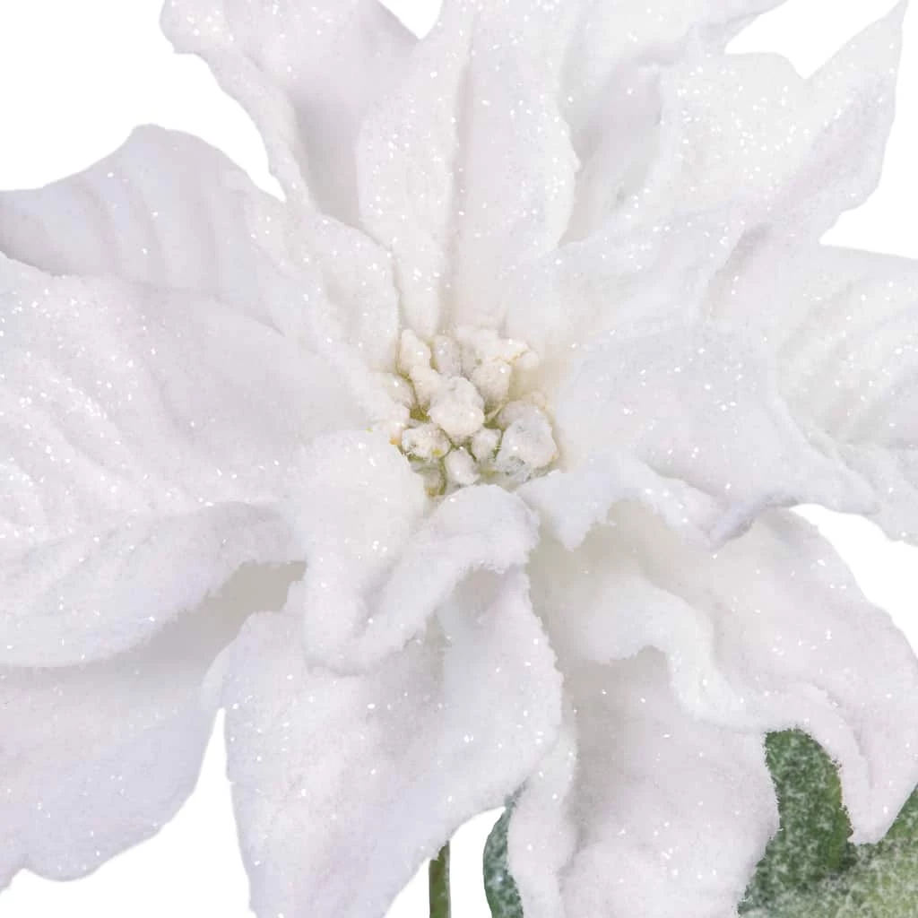 Outlet 🧨 White Glitter Poinsettia Stem by Ashland® ✔️ 4 Outlet 🧨 White Glitter Poinsettia Stem by Ashland® ✔️ - Image 2