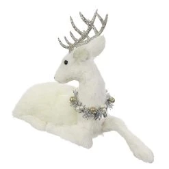 Flash Sale ⌛ 16" White Sitting Deer with Tinsel Wreath Tabletop Figure by Ashland® 🎉 -Ashland Sales 10701491 2
