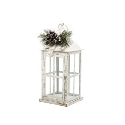 Outlet 😉 12" White Lantern with Frosted Pine Sprig by Ashland® 💯 -Ashland Sales 10701728 2