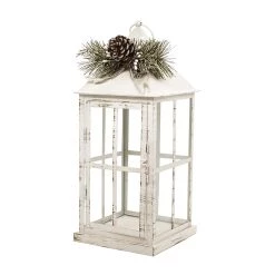 Best Pirce 🎉 15.75 White Lantern with Frosted Pine Sprig by Ashland® ⭐ -Ashland Sales 10701731 2