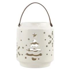 Discount ⌛ 7" White 🔔 Christmas Tree & Snowflake Ceramic Tealight Lantern by Ashland® 😍