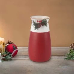 Best deal 👏 9.1" Red & White Holly Vase by Ashland® 🎉 -Ashland Sales 10702360 3