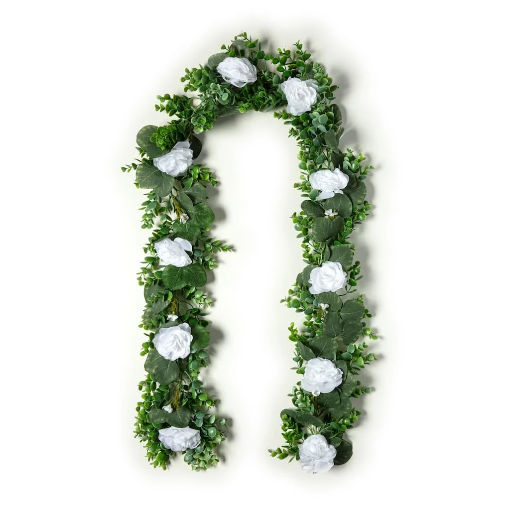 Outlet 👏 12 Pack: 6ft. White Rose Foliage Garland by Ashland® 🤩 5 Outlet 👏 12 Pack: 6ft. White Rose Foliage Garland by Ashland® 🤩 - Image 3